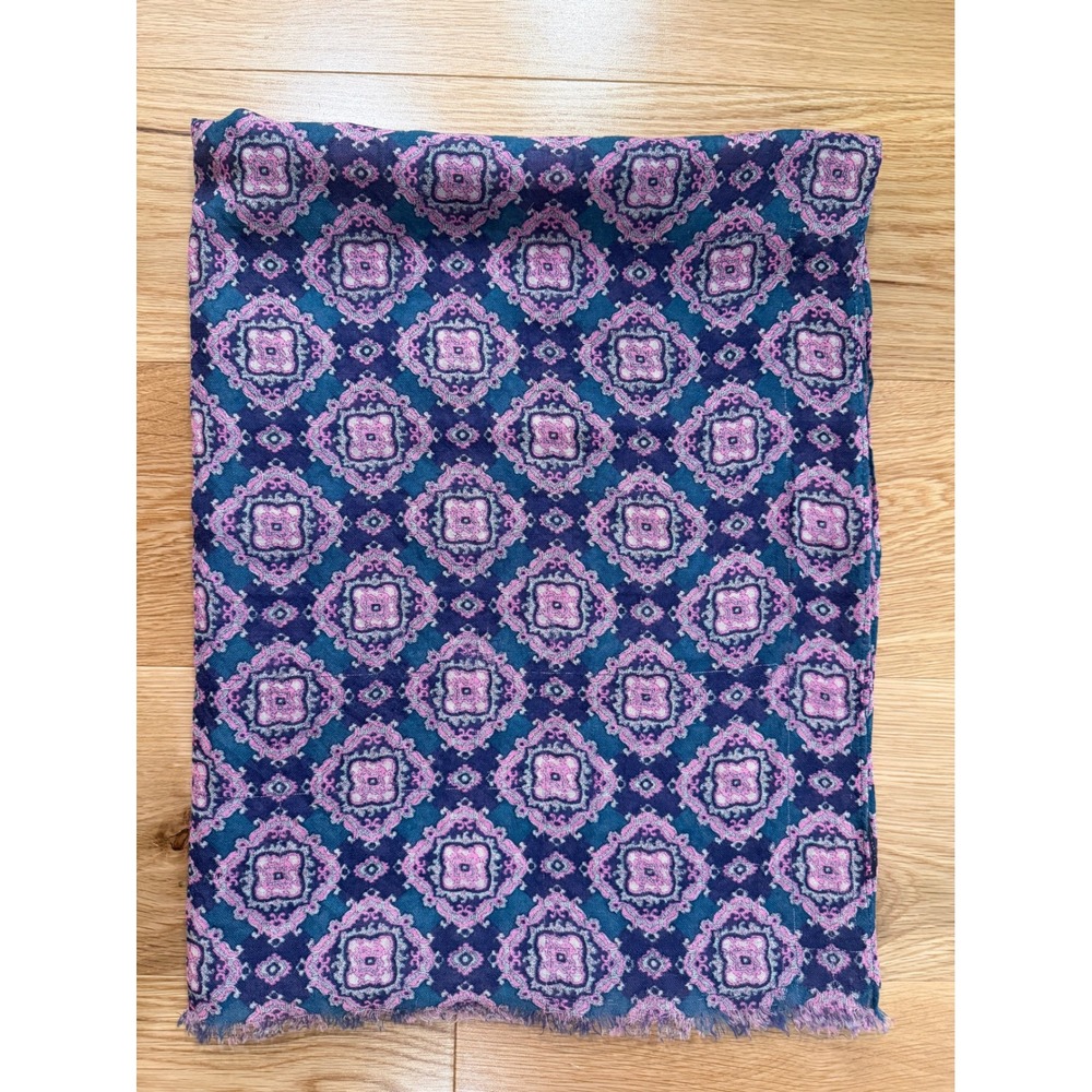 J.Crew Geo-Medallion Pink Purple Teal Print Wool & Silk Boardwalk Beach Wrap